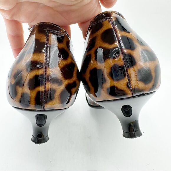 BeautiFeel Animal Print Patent Leather Kitten Heel‎ Pumps w/Elastic Accent 6.5 - Picture 7 of 14